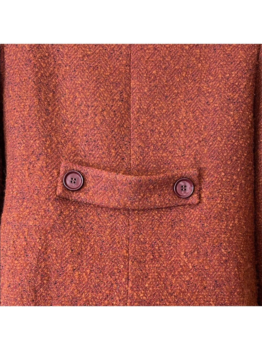 Zara Rust Brown Double-Breasted Boucle Pea Coat size S - Picture 9 of 12
